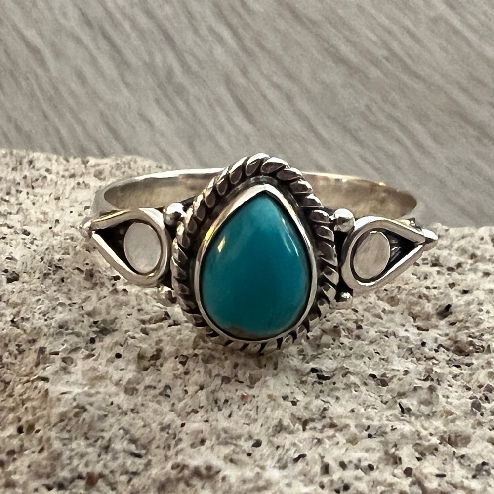 ❤️ Robin’s Egg Blue Kingman Turquoise Sterling Navajo Style Ring Size 6.75